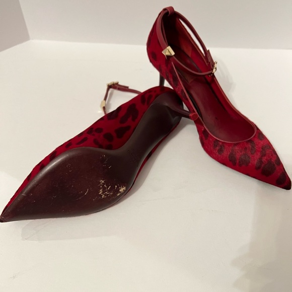 AUTHENTIC VALENTINO GARAVANI Calf Hair Leopard Print RED Size 9 US / 40EU - Picture 4 of 5